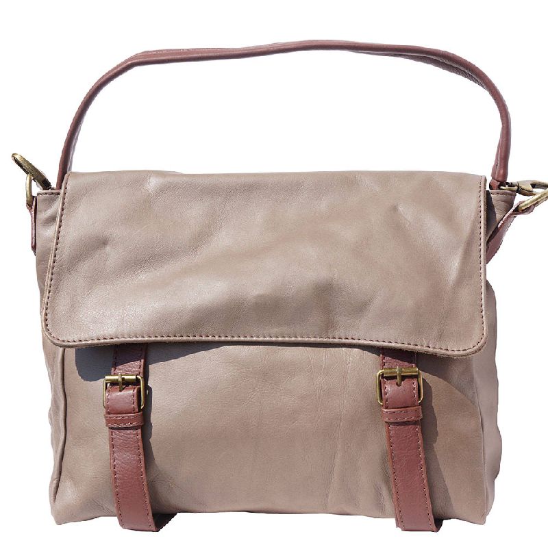 Italian fashion handbag in soft neutral leather